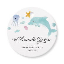 Onder het Zeeen Dolfijn Baby shower Dank u