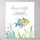 Onder het Zeeen luier Raffle Baby shower teken Poster (Voorkant)