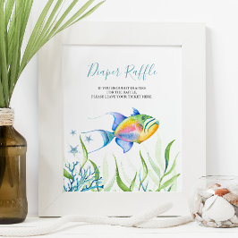 Onder het Zeeen luier Raffle Baby shower teken Poster