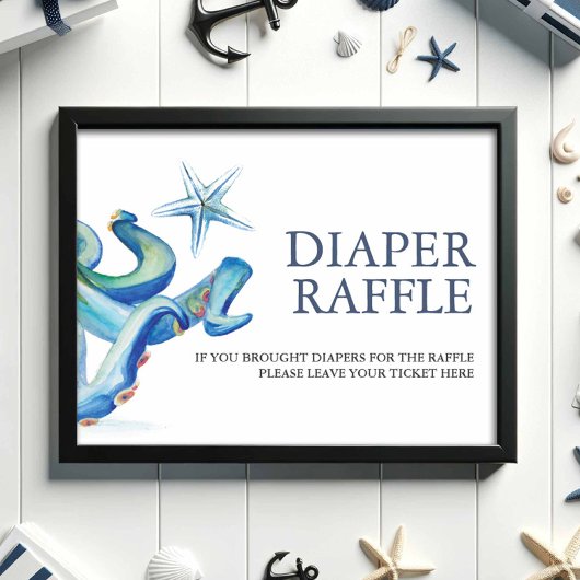 Onder het Zeeen luier Raffle Baby shower teken Poster