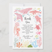 Onder het Zeeen Meisje Baby shower Bedankkaart (Voorkant)