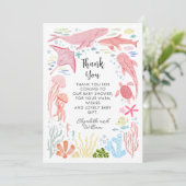 Onder het Zeeen Meisje Baby shower Bedankkaart (Staand voorkant)