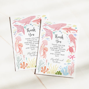 Onder het Zeeen Meisje Baby shower Bedankkaart