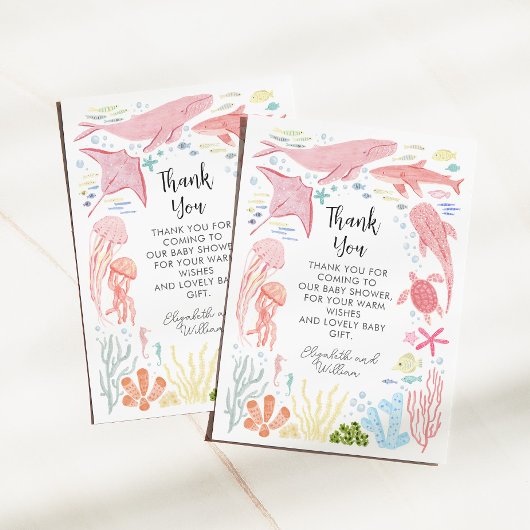 Onder het Zeeen Meisje Baby shower Bedankkaart