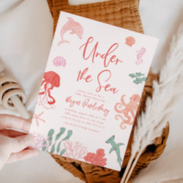 Onder het Zeeen Meisje Baby shower Kaart