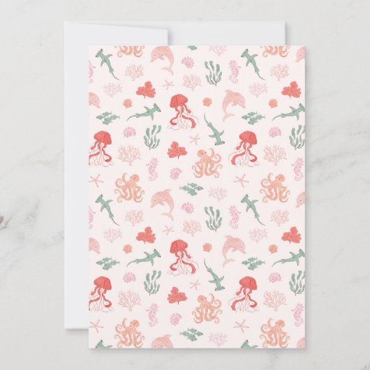 Onder het Zeeen Meisje Baby shower Kaart (Achterkant)