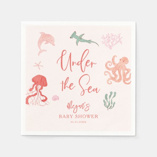 Onder het Zeeen Meisje Baby shower Servet (Voorkant)