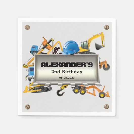 Onder leiding van Trucks Birthday Party Servet (Voorkant)