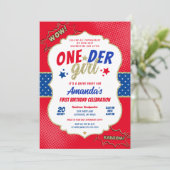 Onder Meisje Eerste Verjaardag Uitnodiging (Staand voorkant)