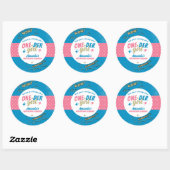 Onder Meisje Roze en Blauw Eerste Verjaardag Ronde Sticker (Vel)