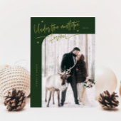 Onder Mistletoe Forever Pas getrouwd Foto Groen Feestdagenkaart
