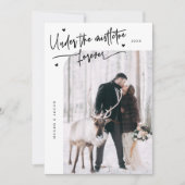 Onder Mistletoe Forever Pas getrouwd Foto Wit Feestdagenkaart (Voorkant)