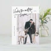 Onder Mistletoe Forever Pas getrouwd Foto Wit Feestdagenkaart (Staand voorkant)