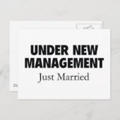 Onder Nieuw Beheer. Just Married. Aankondigingskaart (Voorkant / Achterkant)
