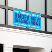 Onder nieuw management business signage blue spandoek (Buitenkant Gebouw)
