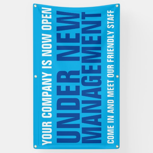 Onder nieuw management business signage blue spandoek (Verticaal)