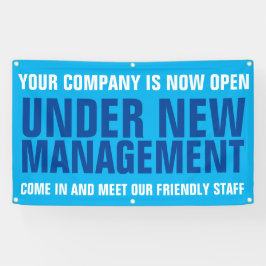 Onder nieuw management business signage blue spandoek