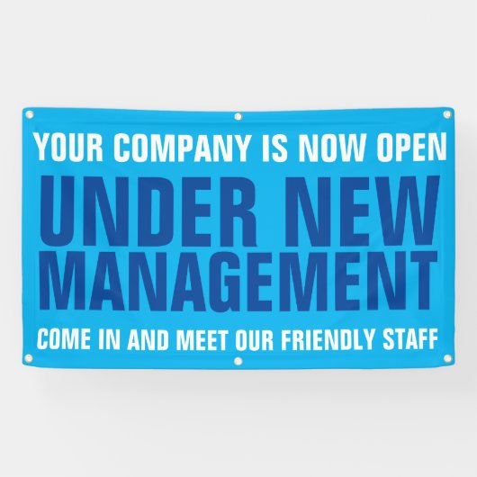 Onder nieuw management business signage blue spandoek (Horizontaal)