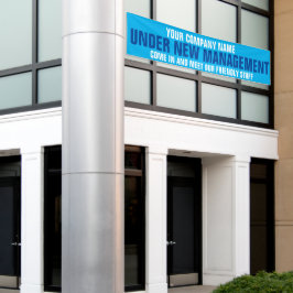 Onder nieuw management business signage blue spandoek