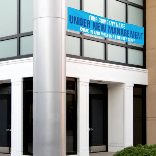 Onder nieuw management business signage blue spandoek