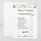 Onder of over bruids baby shower spel kaart (Voorkant / Achterkant)