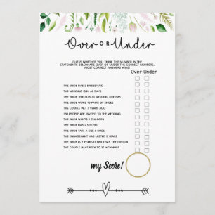Onder of over bruids baby shower spel kaart