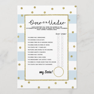 onder of over bruidsbaby shower spel kaart