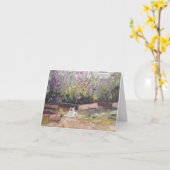 "Onder Paarse Bloemen" Notecard Kaart (Gele Bloem)