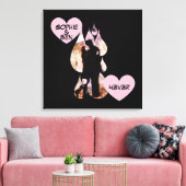 Onder paraplu: romantisch stel dat zoent in de reg canvas afdruk (Insitu (Woonkamer))