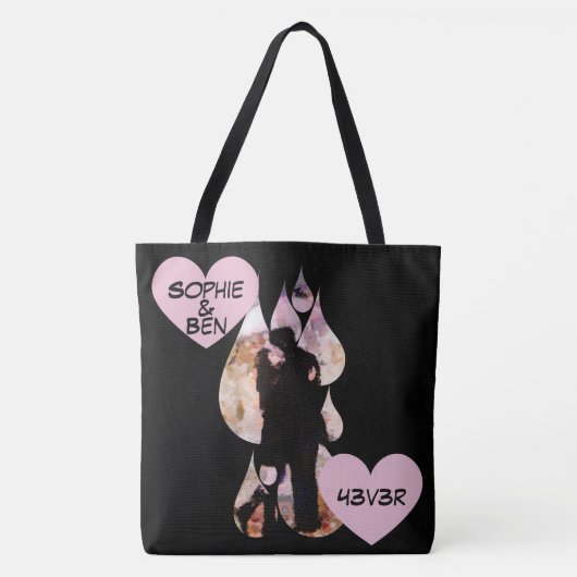 Onder paraplu: romantisch stel dat zoent in de reg tote bag (Voorkant)