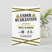 Onder Quarantine Virtual Birthday Party Kaart (Staand voorkant)