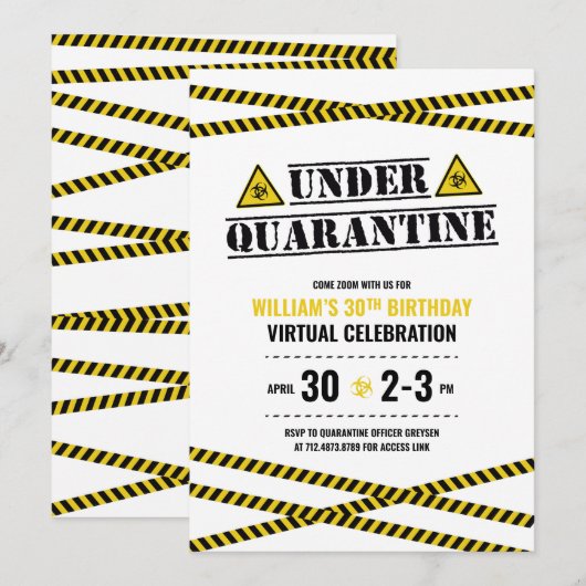 Onder Quarantine Virtual Birthday Party Kaart (Voorkant / Achterkant)