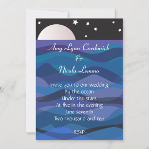 Onder Stars Wedding Invitation Beach Destination Kaart