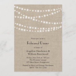 Onder Twinkle lampjes op Burlap Rehearsal Dinner Kaart