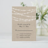 Onder Twinkle lampjes op Burlap RSVP Kaart (Staand voorkant)