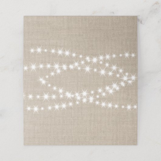 Onder Twinkle Lights op Burlap Gevouwen Plaats Kaa Plaatskaartje (Buitenkant ongevouwen)
