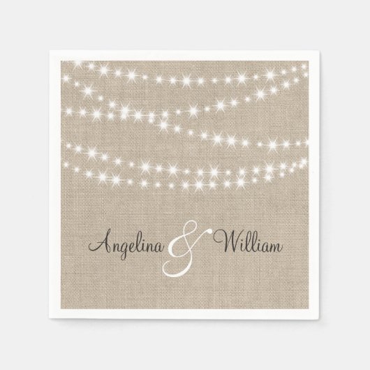 Onder Twinkle Lights op Burlap Napkin Servet (Voorkant)