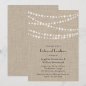 Onder Twinkle Lights op Burlap Rehearsal Luncheon Kaart (Voorkant / Achterkant)