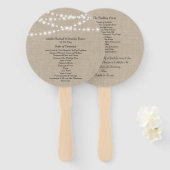 Onder Twinkle Lights op Burlap Trouwprogramma Fan Handwaaier (Voorkant en achterkant)
