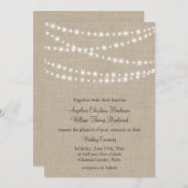 Onder Twinkle Lights op Burlap Wedding Invitation Kaart (Voorkant / Achterkant)