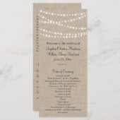 Onder Twinkle Lights op Burlap Wedding Program Programmakaart (Voorkant / Achterkant)
