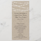 Onder Twinkle Lights op Burlap Wedding Program Programmakaart (Voorkant)