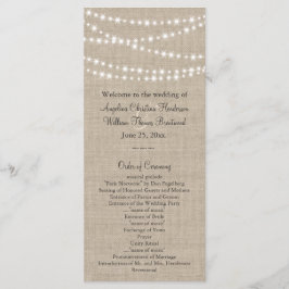 Onder Twinkle Lights op Burlap Wedding Program Programmakaart