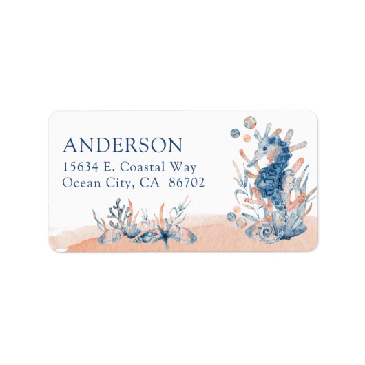 Onder water aquarel zeepaardje label (Voorkant)