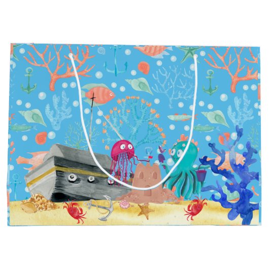 Onder water Deep Jelly Fish Octopus Sand Castle Groot Cadeauzakje (Achterkant)