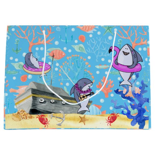 Onder water Deep Zee Shark Party Time Kinder Groot Cadeauzakje (Voorkant)