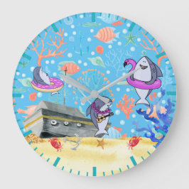 Onder water Deep Zee Shark Party Time Kinder Grote Klok