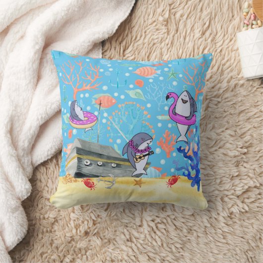 Onder water Deep Zee Shark Party Time Kinder Kussen (Deken)