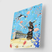 Onder water Deep Zee Skateboarder Treasure Hunter Vierkante Klok (Hoek)