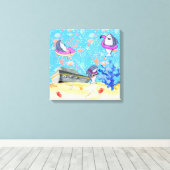 Onder water diep Zee haai feesttijd Kinder kamer Canvas Afdruk (Insitu (Houten vloer))